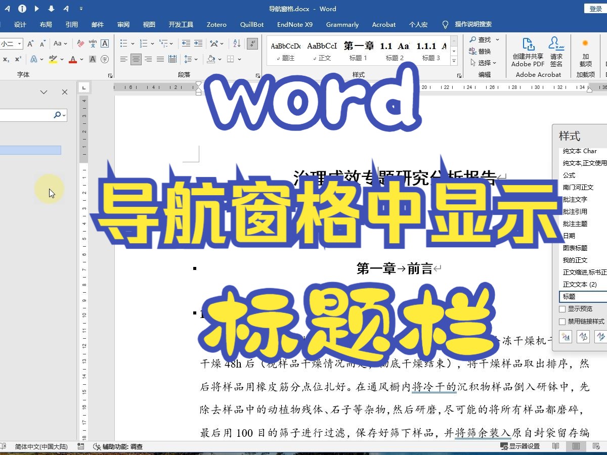 word导航窗格中标题栏不显示哔哩哔哩bilibili