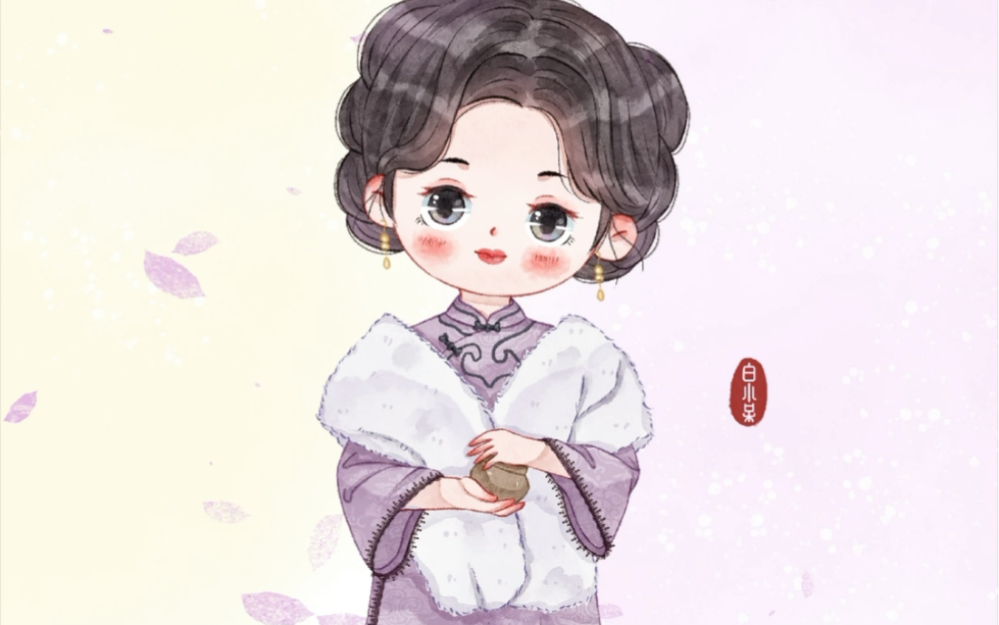 民国风太太水彩绘画过程