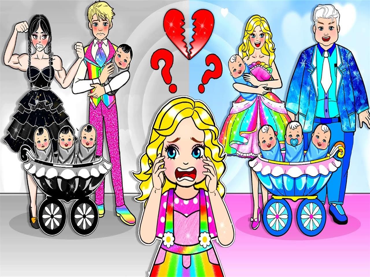 纸娃娃动画:妈妈照顾二胎妹妹却忽略小长发,diy米妮风套装,小长发会