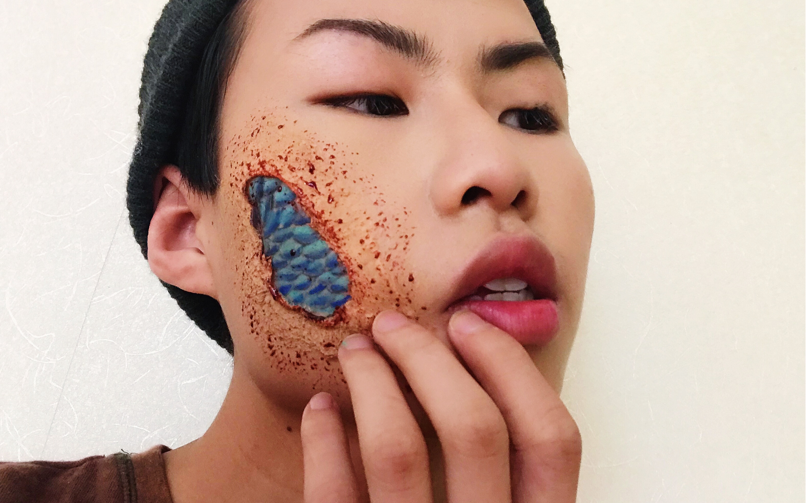 万圣节创意妆容教程人鱼仿妆误简易鳞片妆容