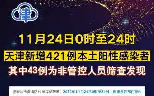 下载视频: 11月24日0时至24时 天津新增421例本土阳性感染者