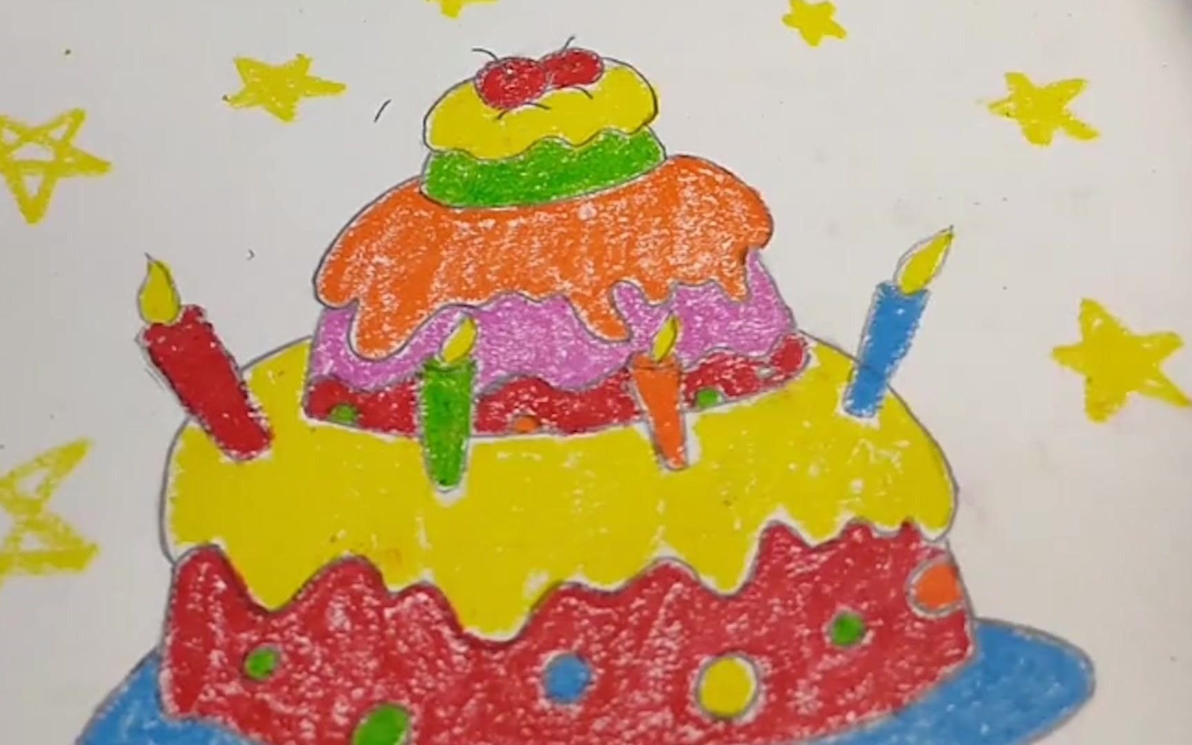 玩具故事白雪公主画的生日蛋糕好漂亮呀小朋友你们觉得呢