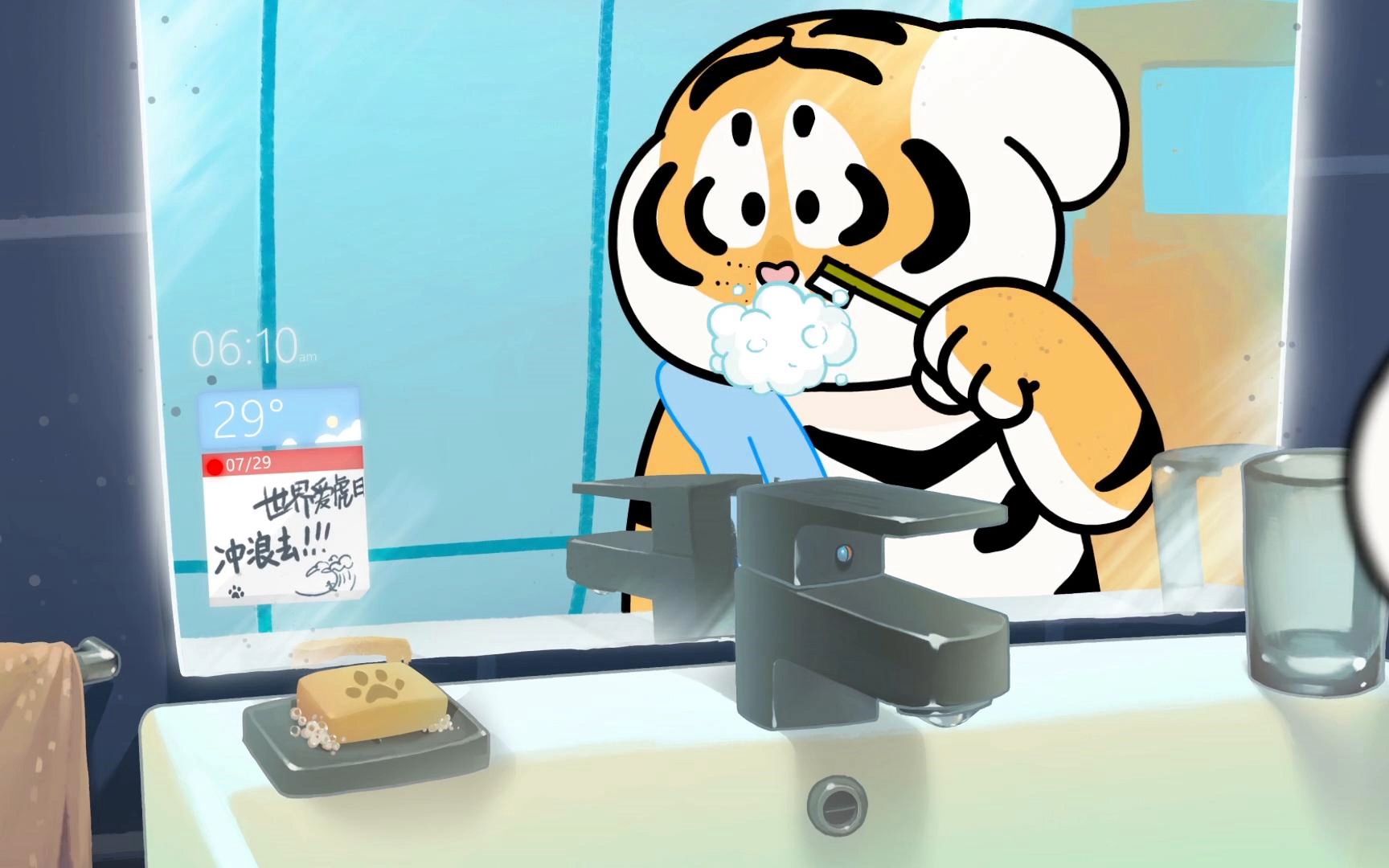 7.29全球老虎日,胖虎带着小虎去海边度假啦