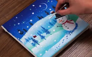 Скачать видео: 水粉画丙烯画教程《冬天里的小雪人》