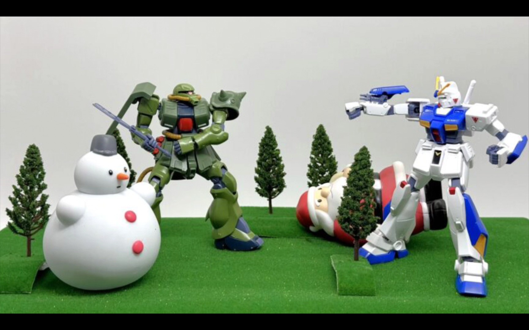 [圣诞]万代11月 高达基地限定 软胶玩具 高达0080 圣诞老人,雪人 实物