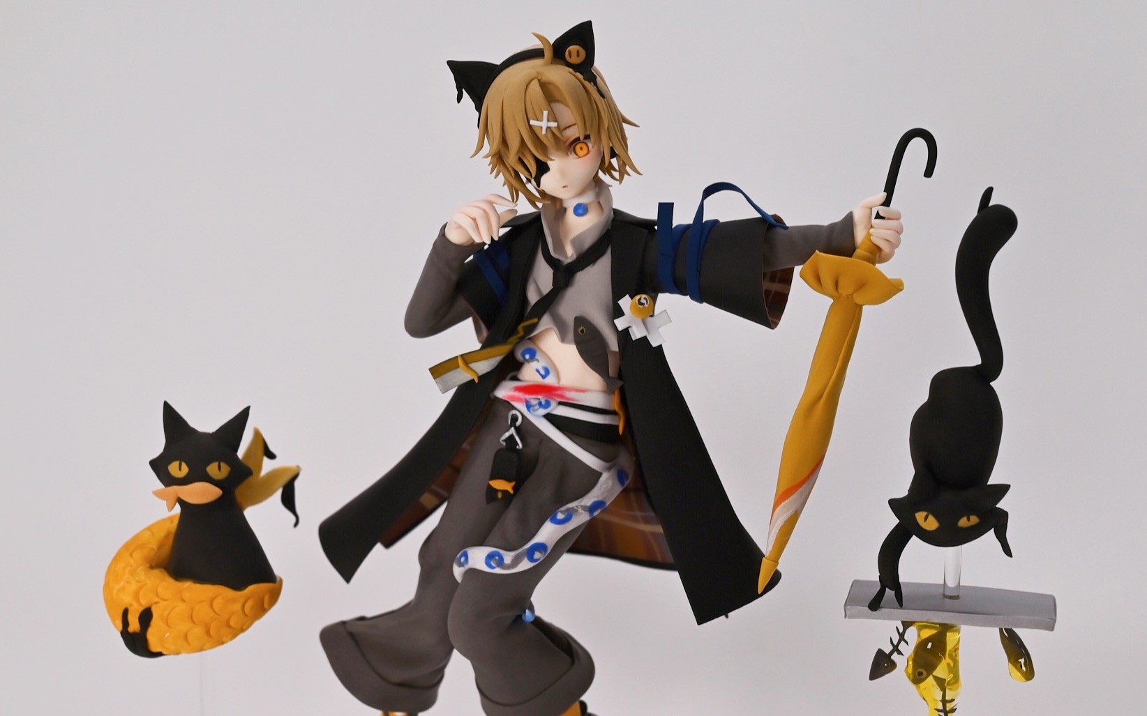 【超轻粘土】新年首作!捏一个黑猫与少年的粘土手办!