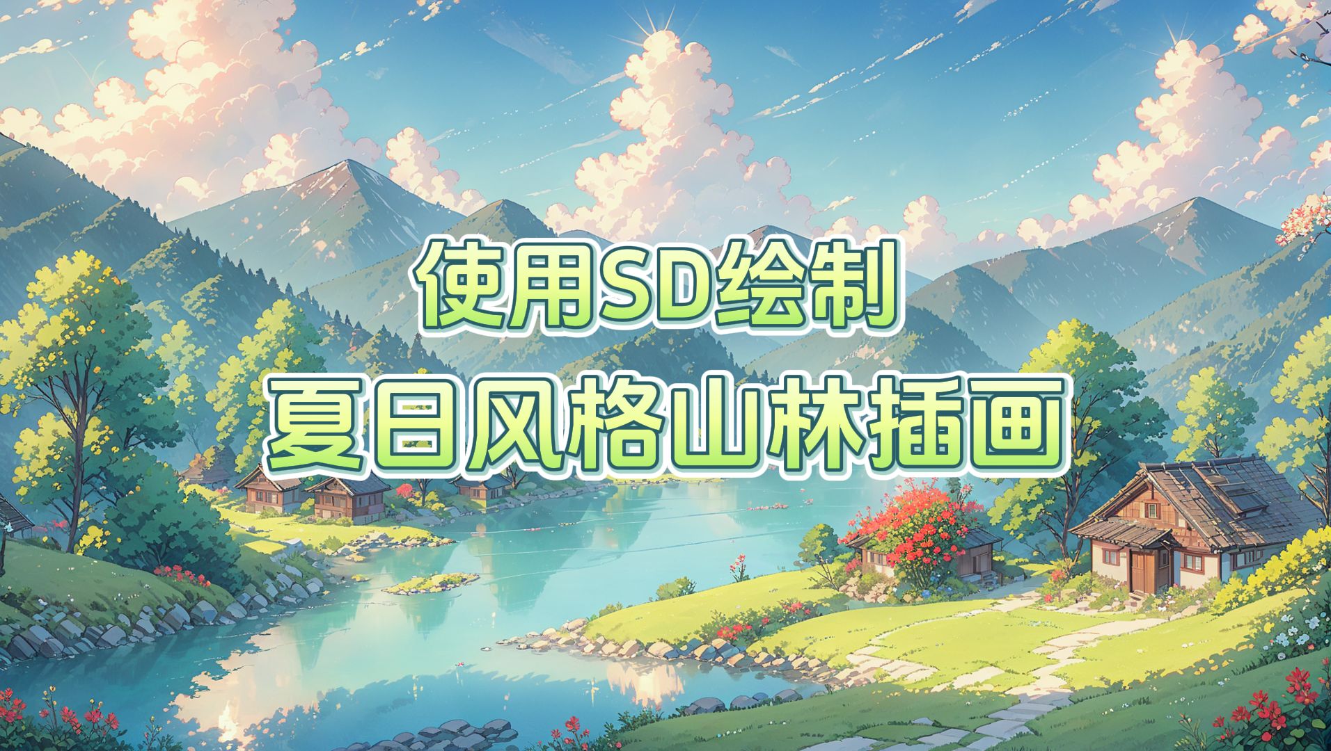 使用sd绘制夏日风格风景插画
