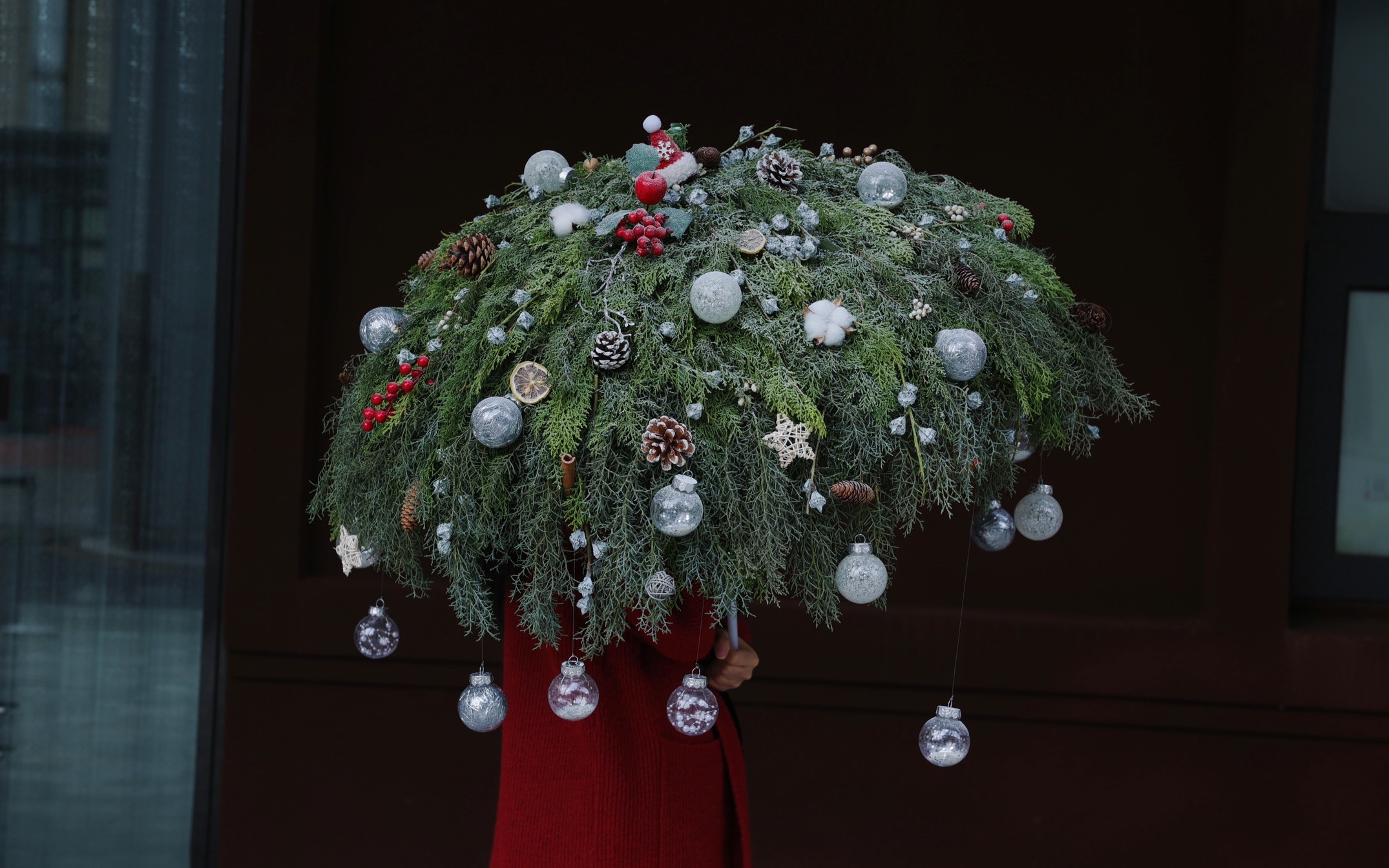 圣诞悬空花艺也太美啦! 【原创视频,禁止盗用】