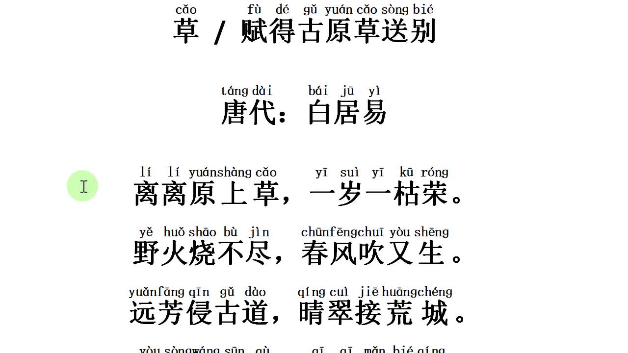 《赋得古原草送别》唐:白居易——野火烧不尽,春风吹又生哔哩哔哩bilibili