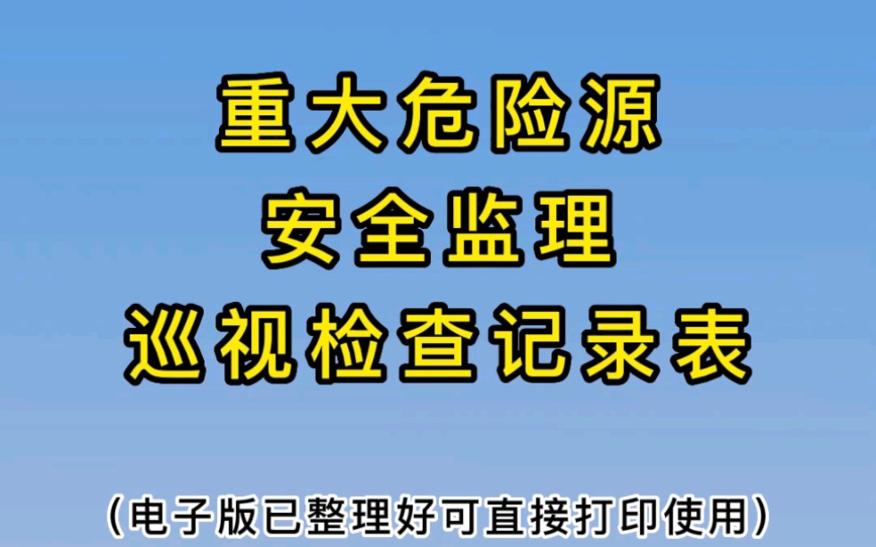 重大危险源安全监理,巡视检查记录表哔哩哔哩bilibili