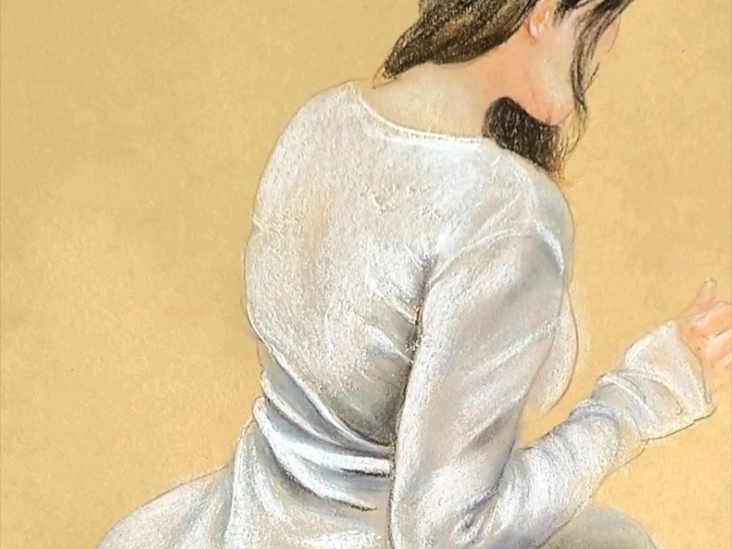 粉笔画女孩背影的动态速写视频步骤分享