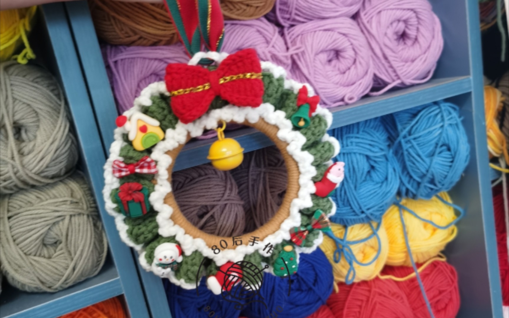 80后手作圣诞花环挂件钩针编织教程