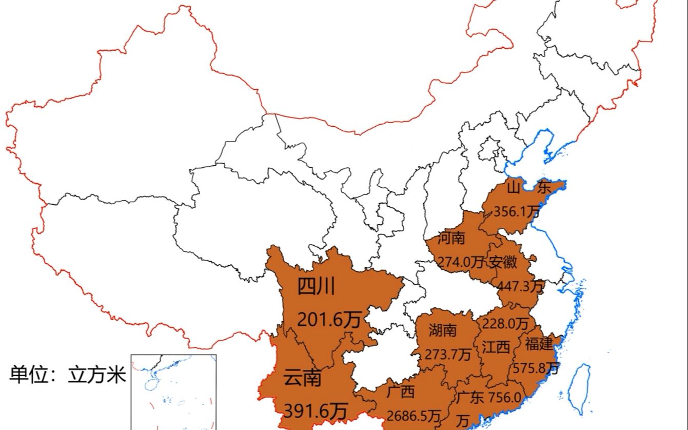 我国产木材最多的十个地区,东北没落了,哎......哔哩哔哩bilibili