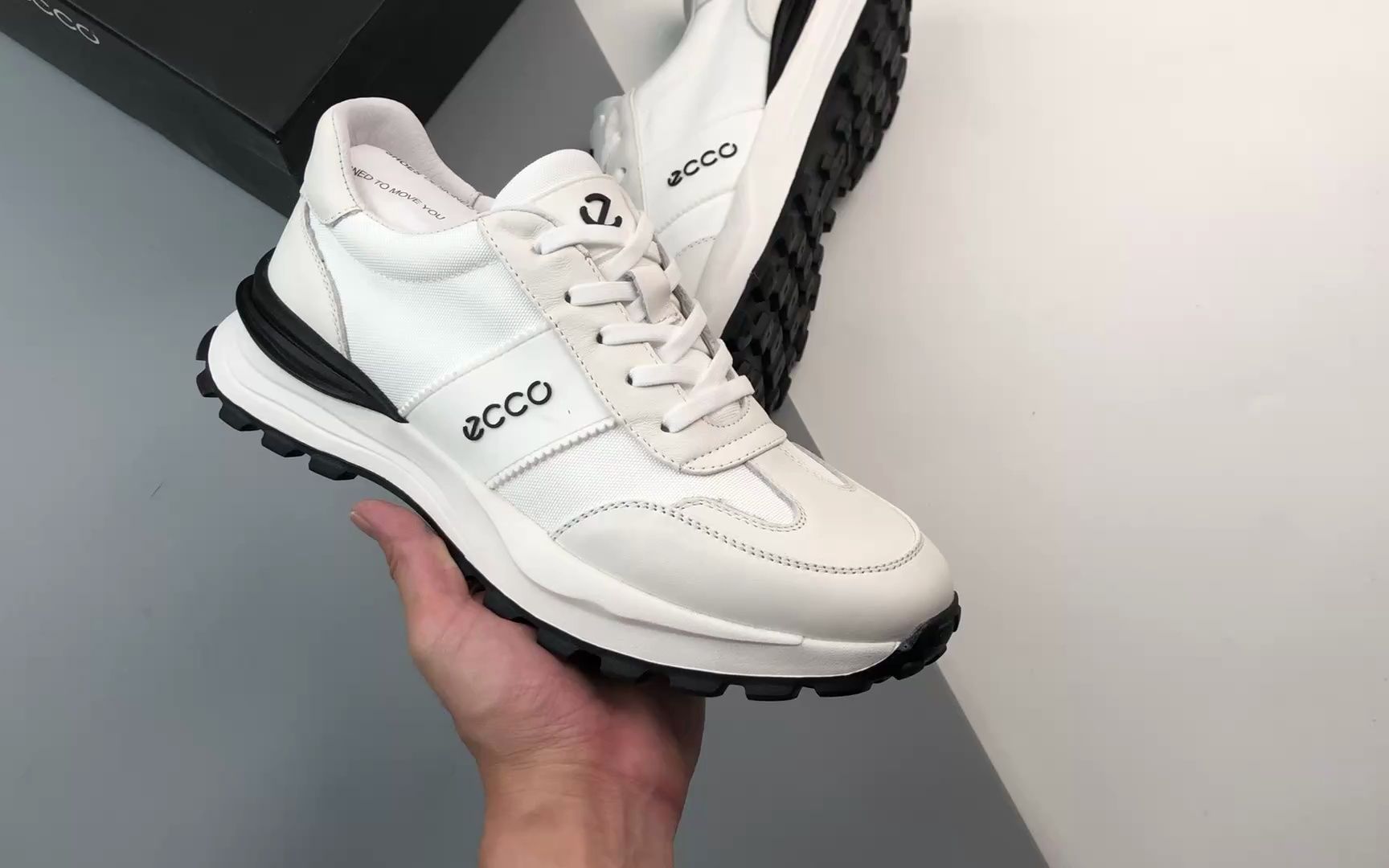 ecco 爱步2023新款百搭运动鞋男款 四季款阿甘鞋 休闲华夫鞋复古跑鞋