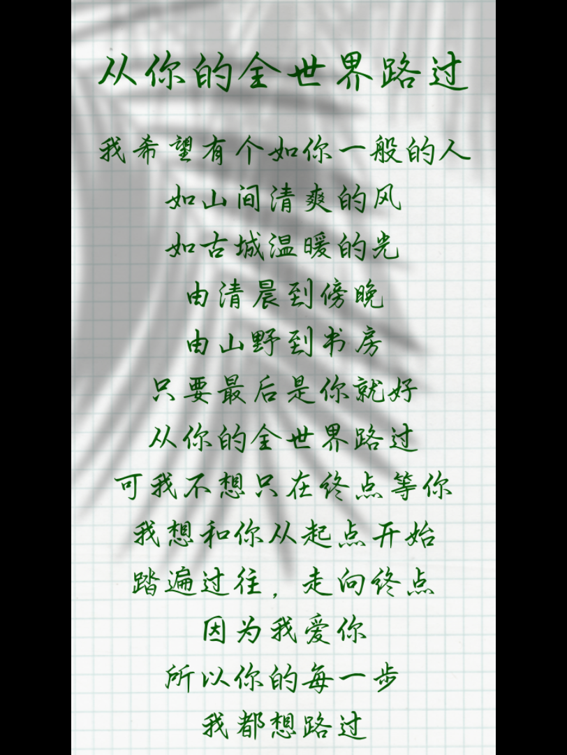 从你全世界路过原文
