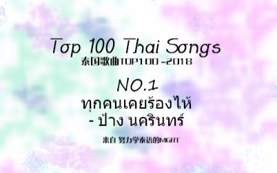 [图]【2018-泰国歌曲排名Top100】No.1 《每个人都哭了》泰语歌名歌手见评论