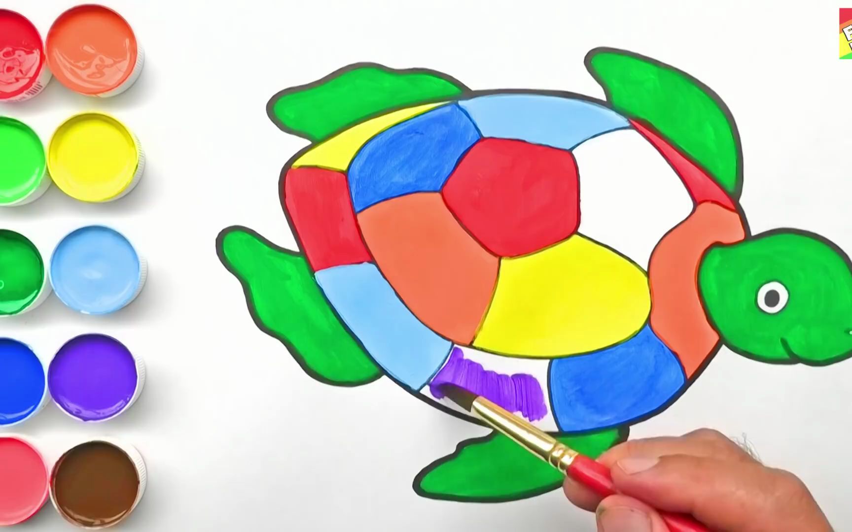 【简笔水彩画】教你画乌龟然后上色~超级简单的简笔画,一看就会!