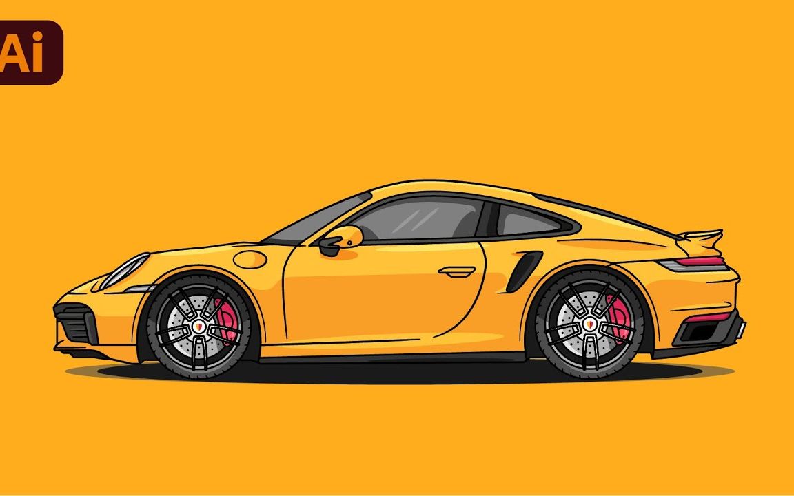 【ai教程】如何绘制平面向量汽车插图