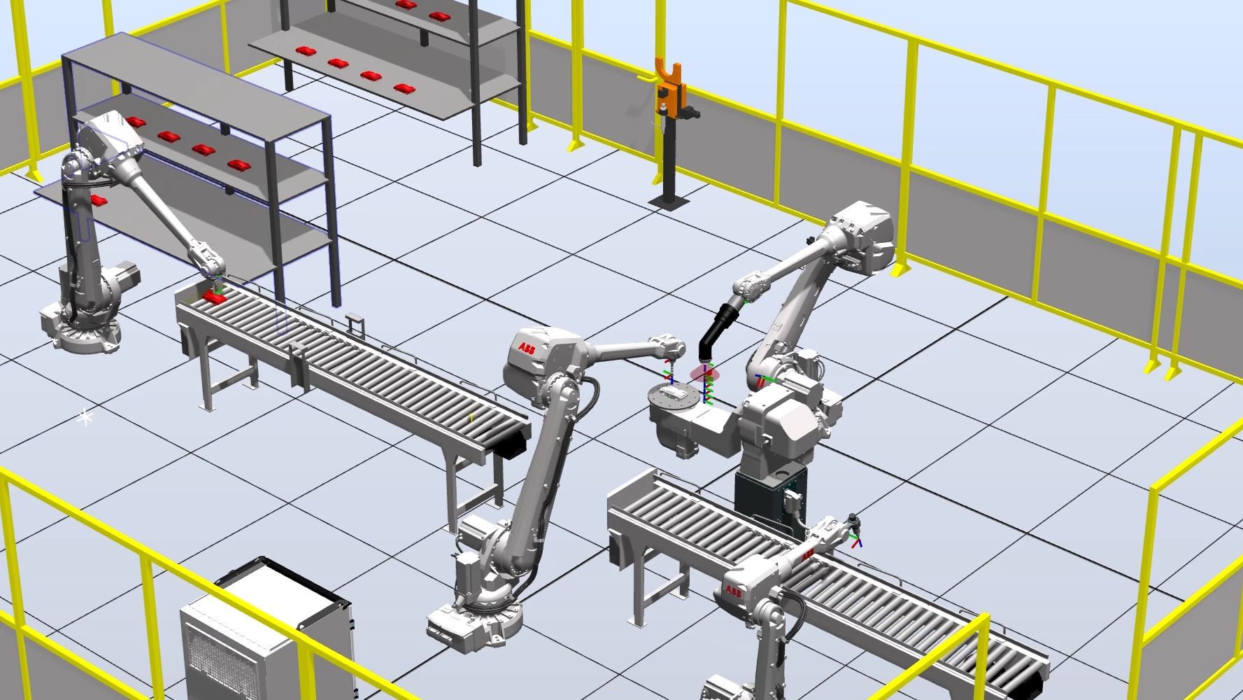 robotstudio机器人离线编程激光打磨小车喷涂入库码垛工作站毕业设计