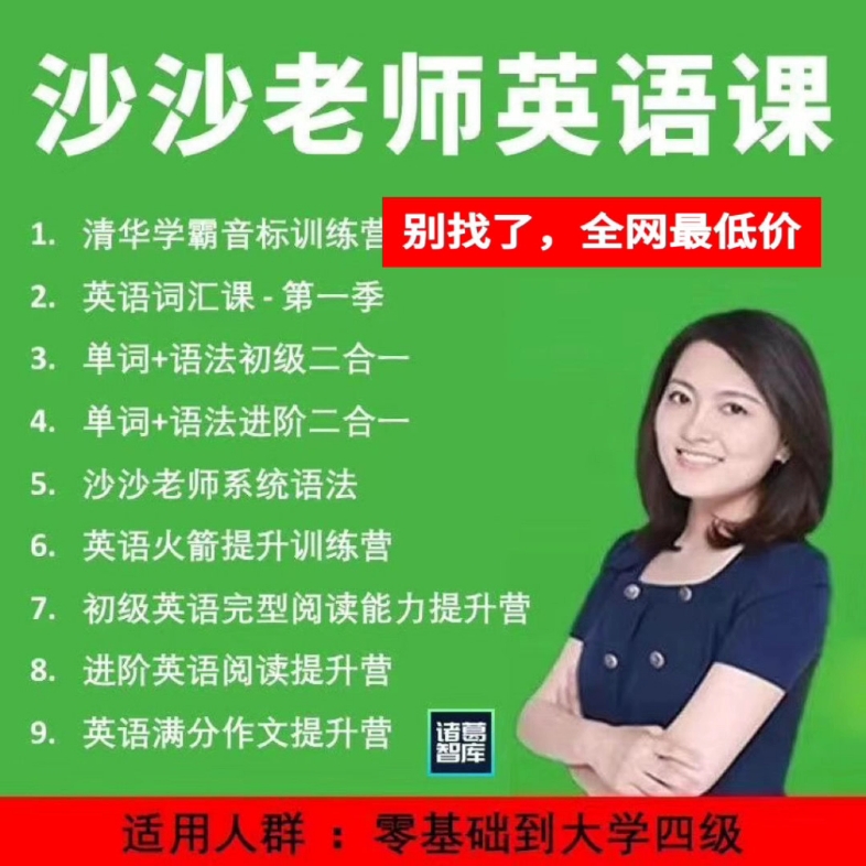 沙沙老师英语课音标词汇单词语法进阶完型阅读能力满分作文视频