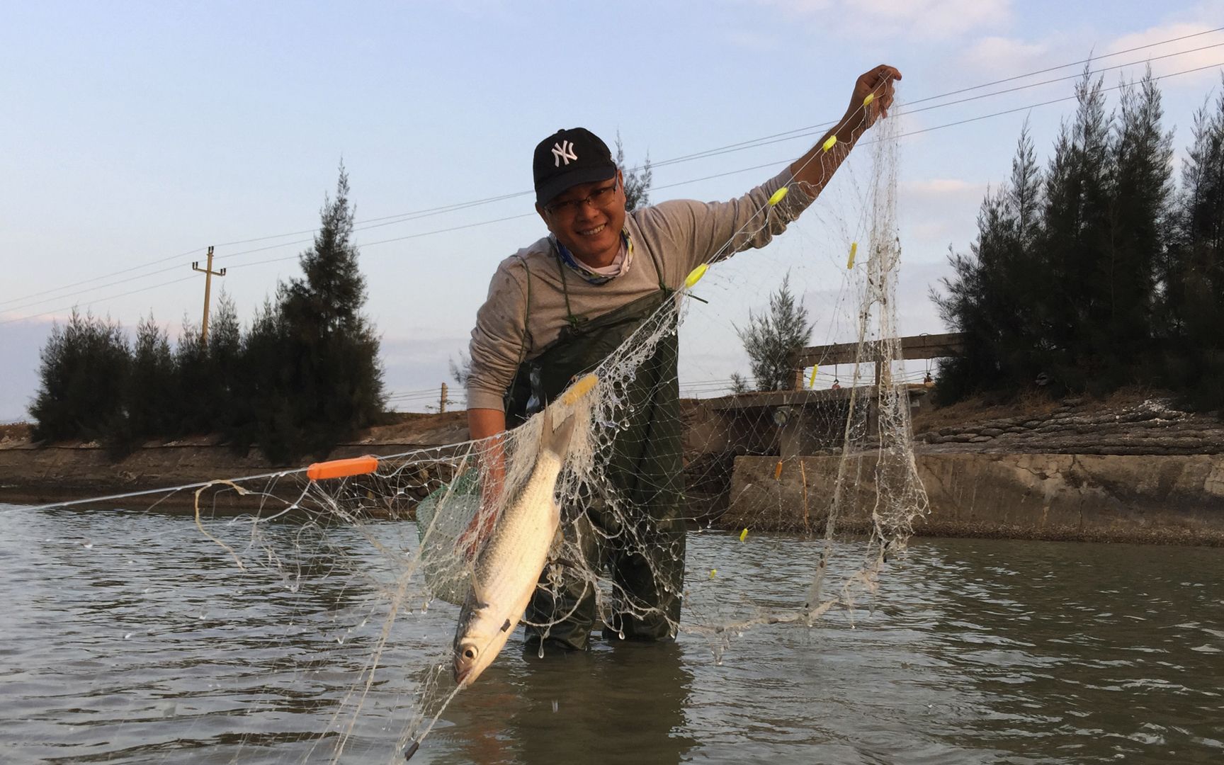 闲牛选了个新地点去下网捕鱼,笑说要求不高,能把桶装满就可以了_哔哩
