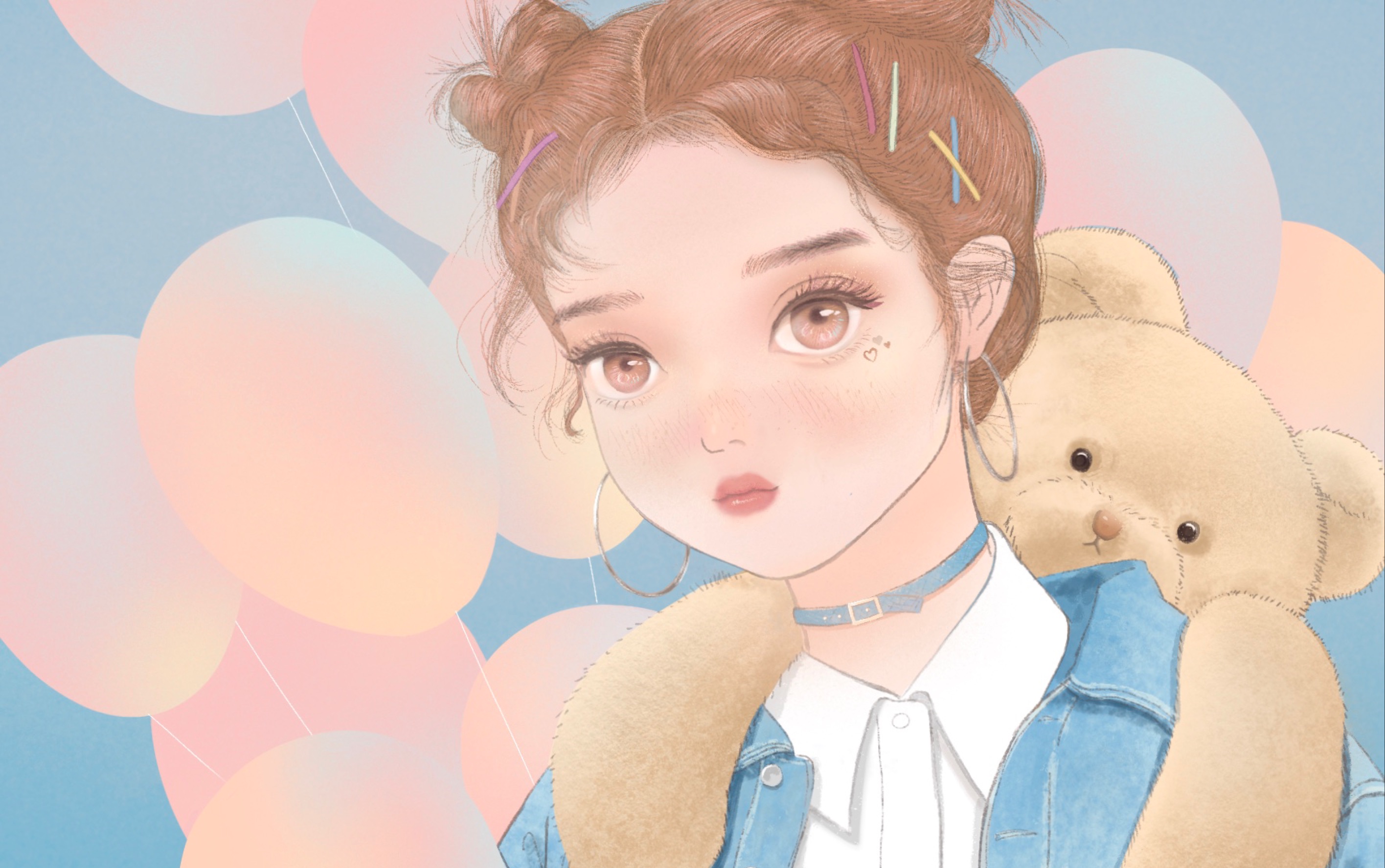 【ipad 插画】procreate过程 小熊女孩