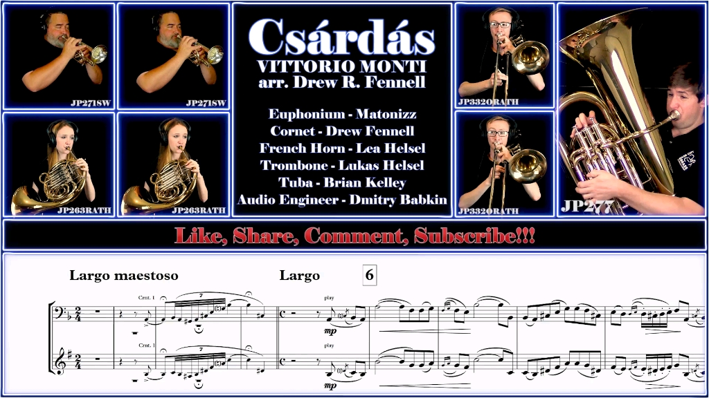 [图]【铜管乐】七重奏《查尔达什》Vittorio Monti "Czardas" EUPHONIUM SOLO with SUPER A at the END!!!