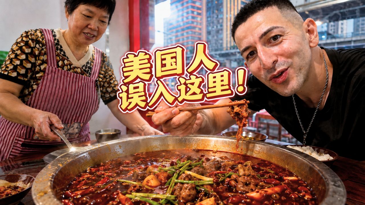 美国人逃离“未来重庆”，闯进老社区，被阿姨一锅火锅彻底征服！
