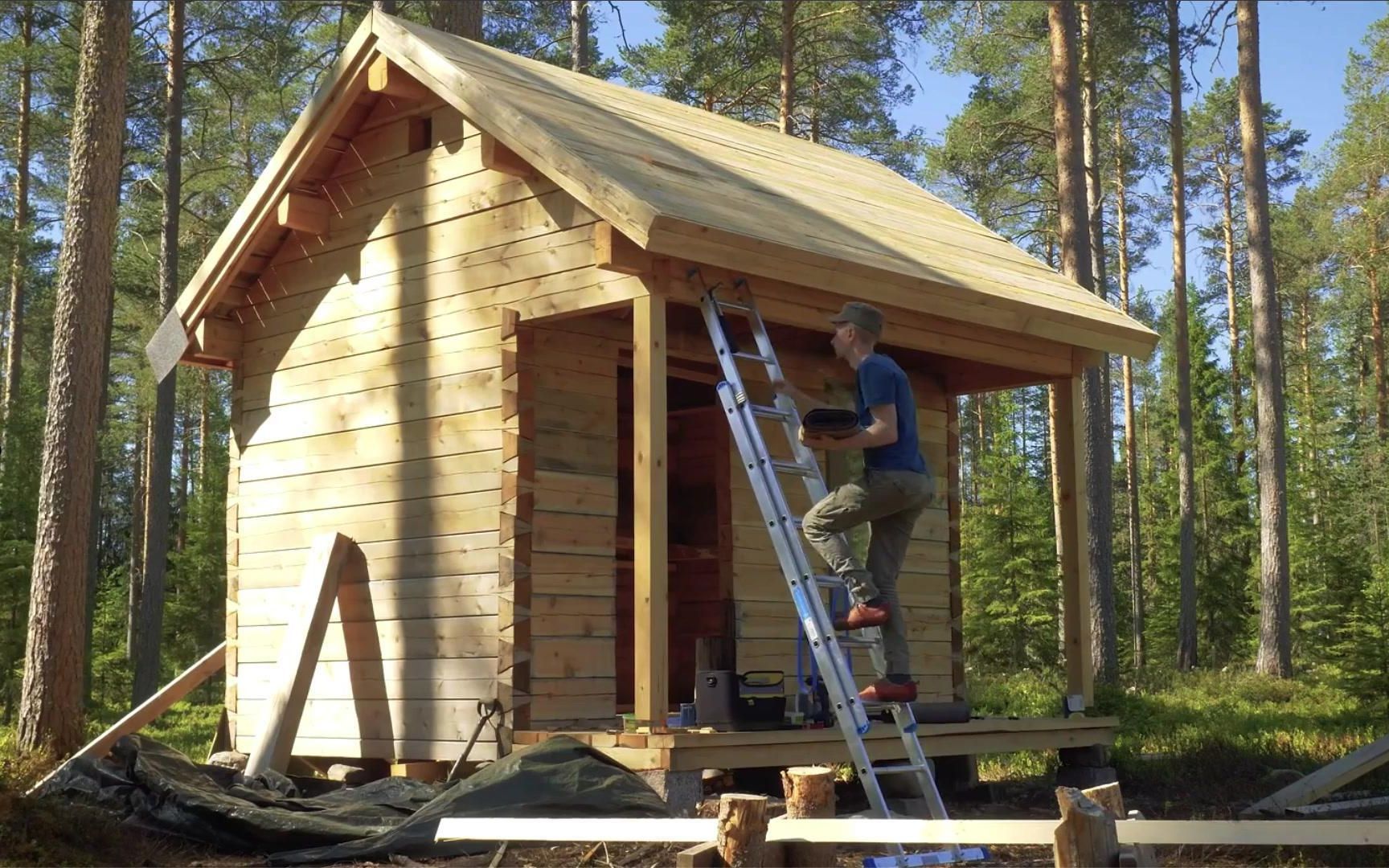 简易木屋建造图片