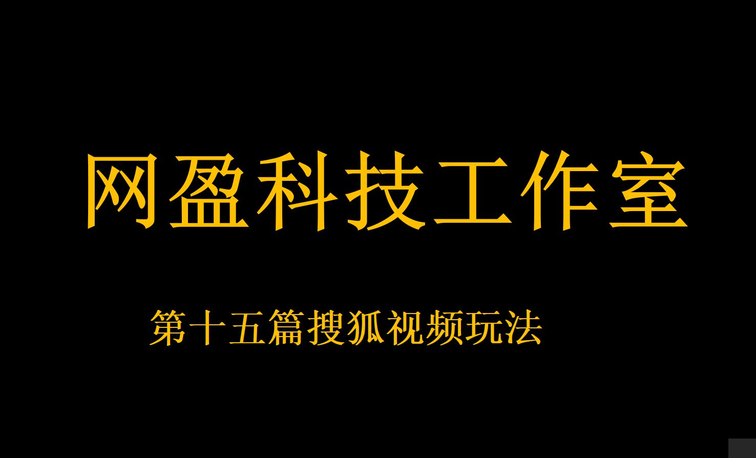 搜狐视频玩法讲解(蓝雨科技工作室正式更名为网盈科技工作室)哔哩哔哩bilibili