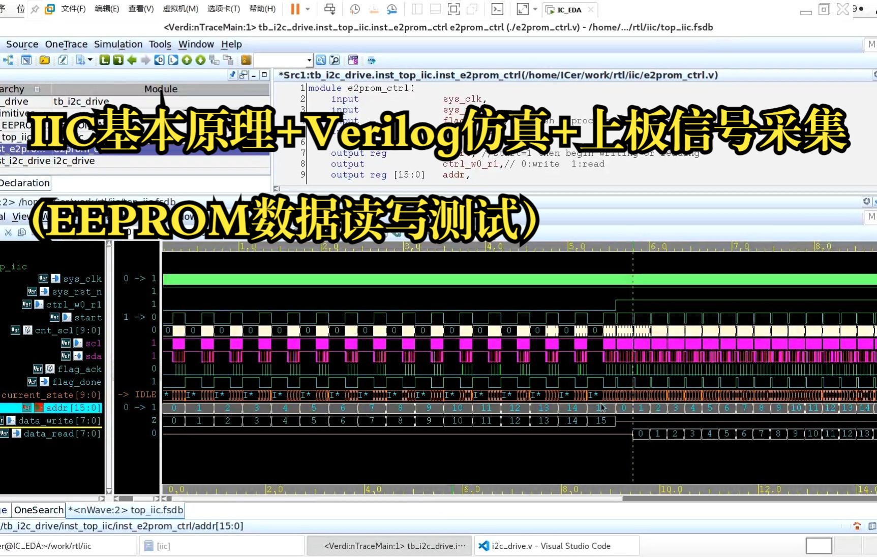 新新新手Icer练习(十):IIC基本原理 + Verilog仿真实现 + 上板信号采集 (EEPROM数据读写测试)哔哩哔哩bilibili