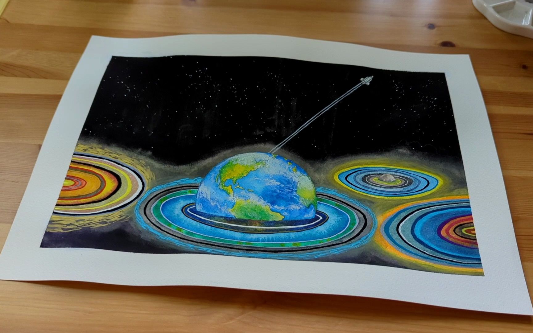 【不透明水彩】逃离二向箔 #手绘三体