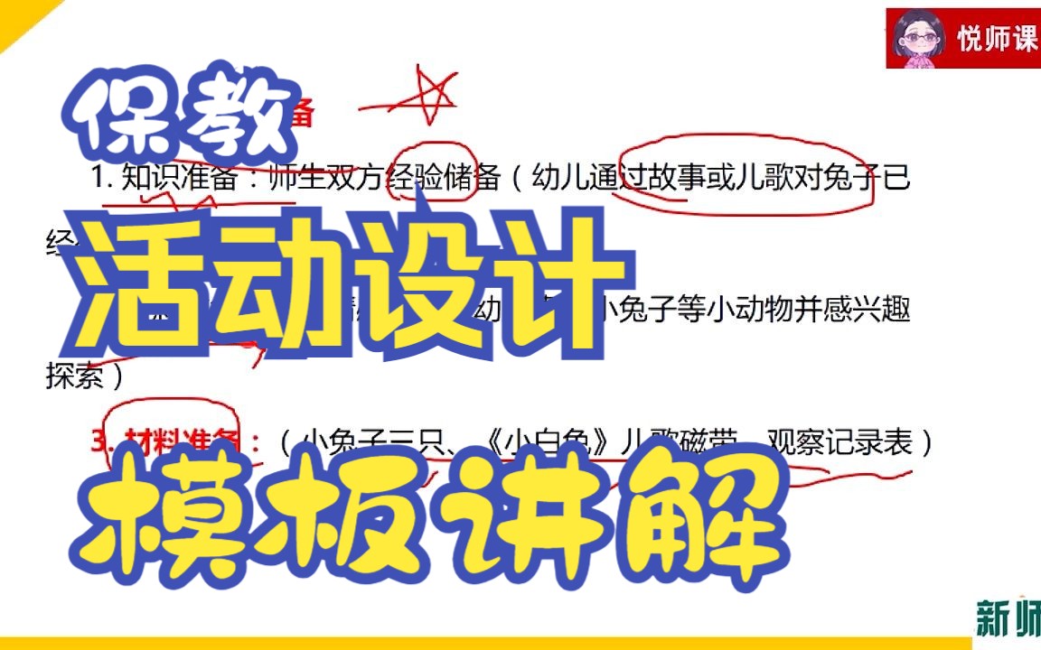 【幼儿园教资笔试】保教知识第六章活动设计模板教学2哔哩哔哩bilibili