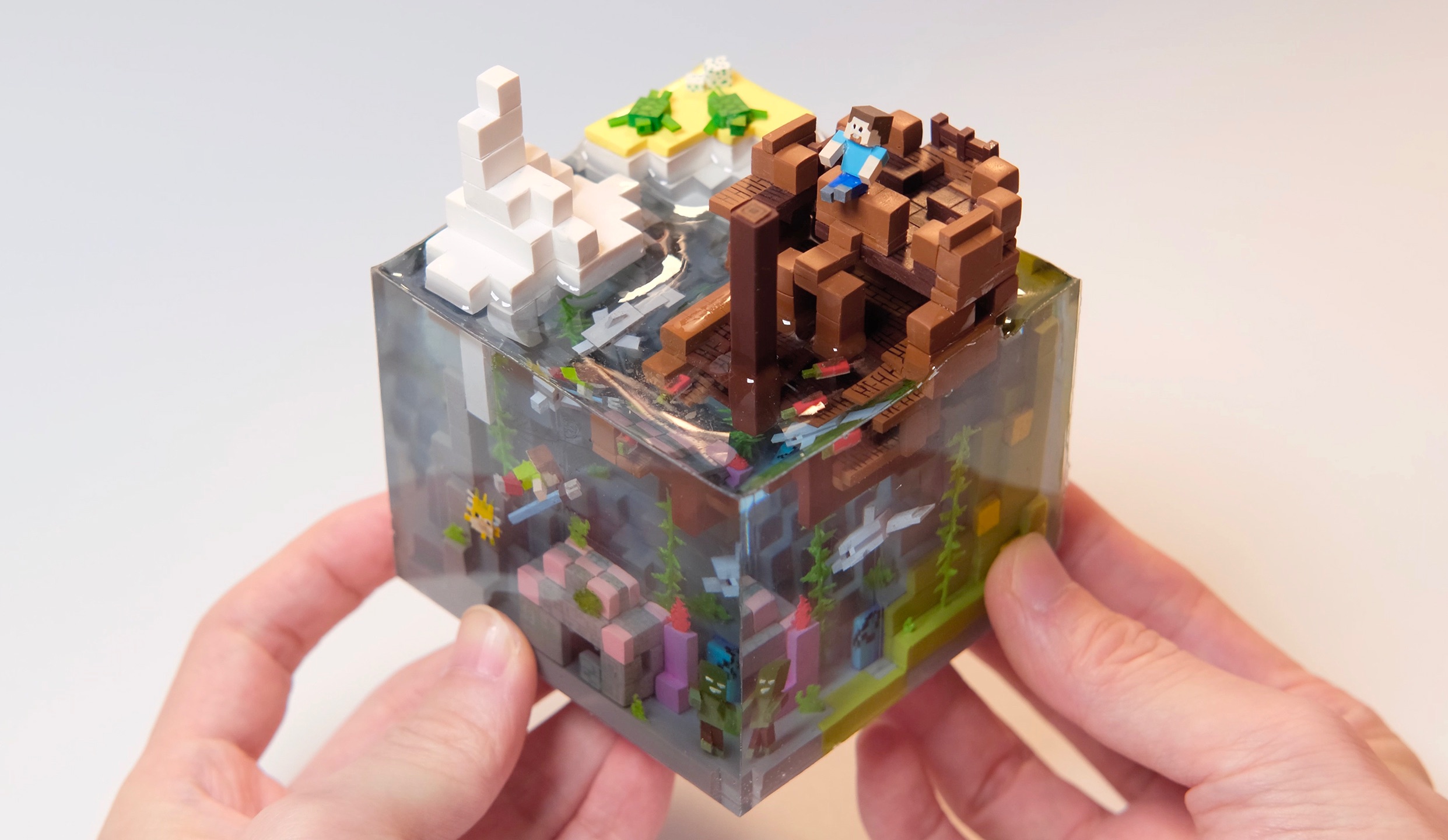 【粘土滴胶】制作minecraft里的沉船和雪山