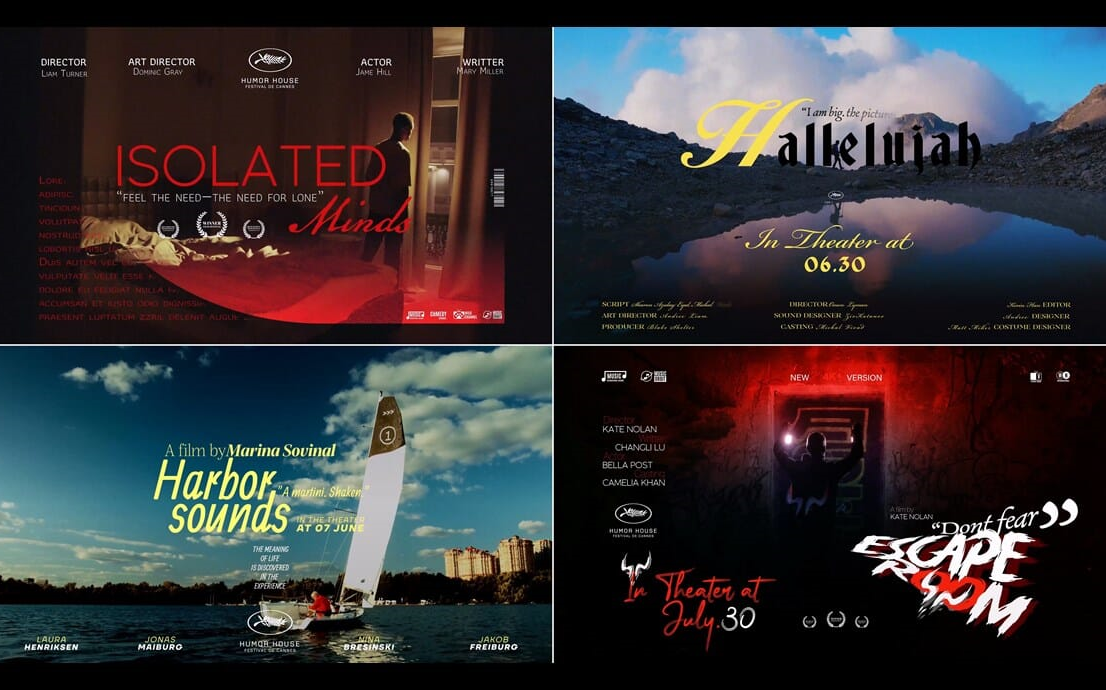 ae模板-电影封面排版标题 电影名称 豆瓣电影 电影文字排版设计模板