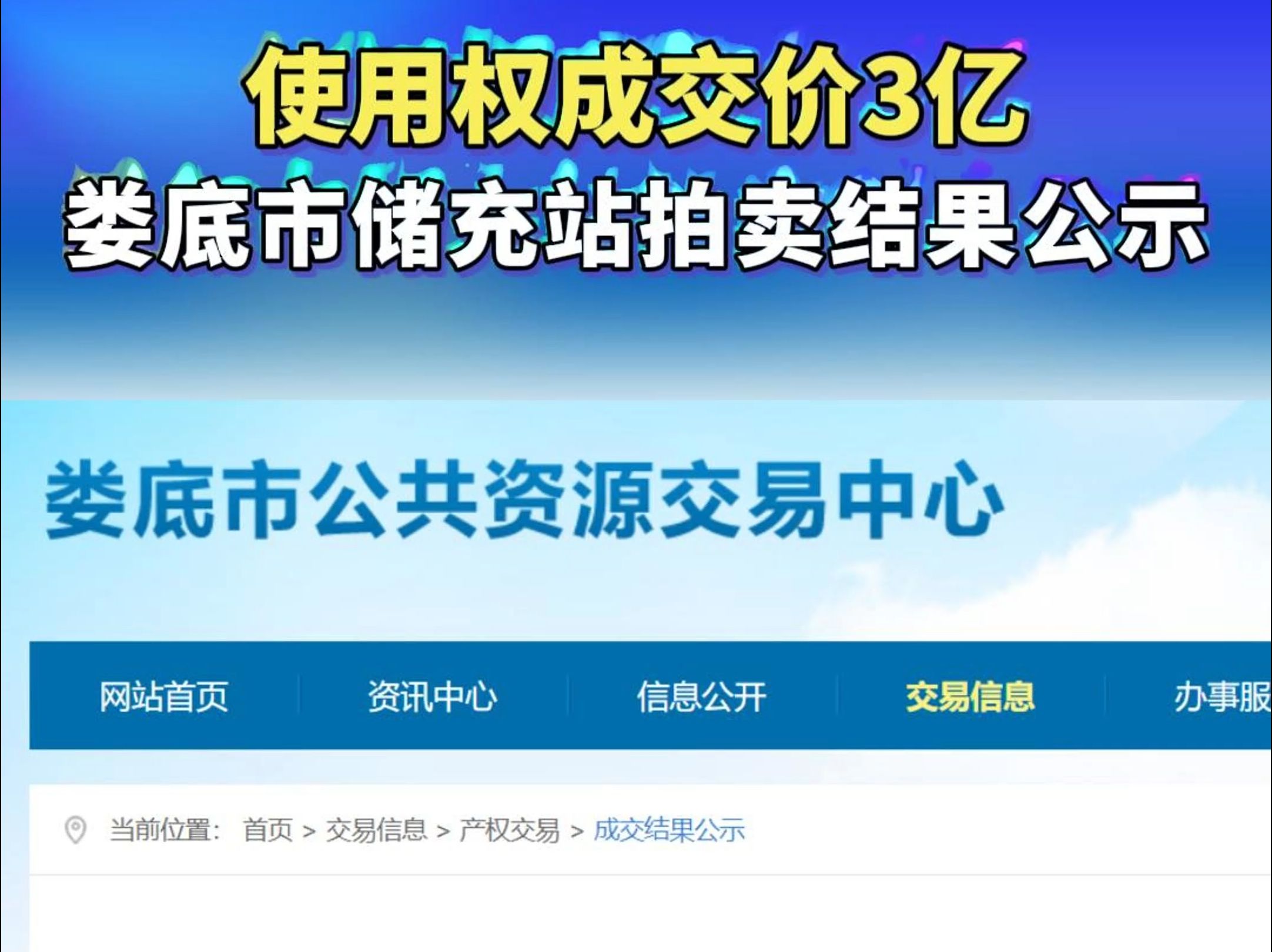 使用权成交价3亿!湖南娄底市储充站拍卖结果公示!哔哩哔哩bilibili