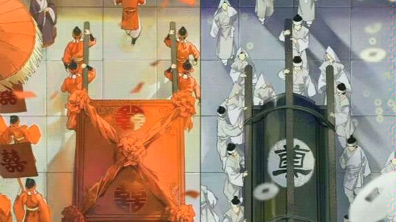 红花轿进白棺材出