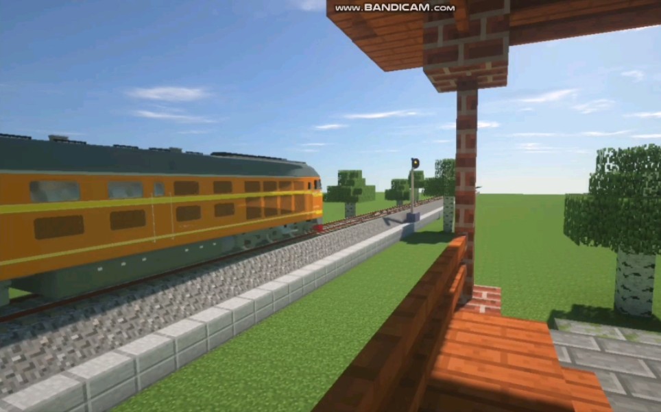 我的世界mc里拍火车慢速通过的东风4b牵引短编组普快列车