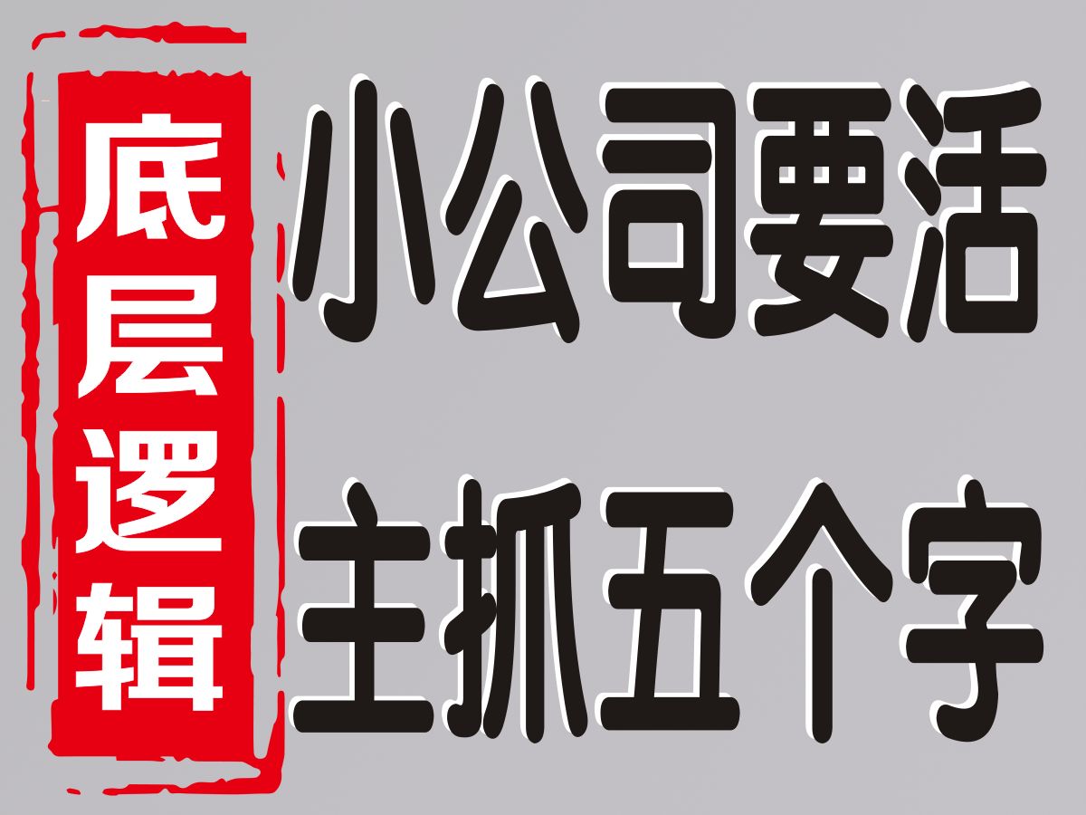 底层逻辑:小公司要想活下去就抓这五个字哔哩哔哩bilibili