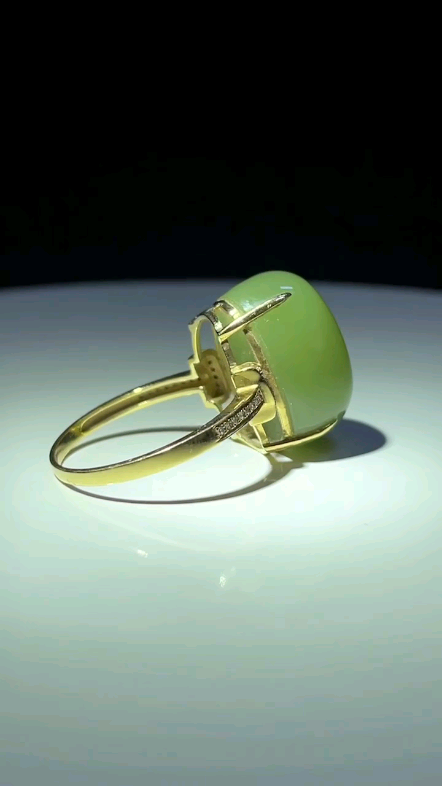 析木河磨玉椴树林黄绿肉无结构～戒指镶嵌_哔哩哔哩_bilibili