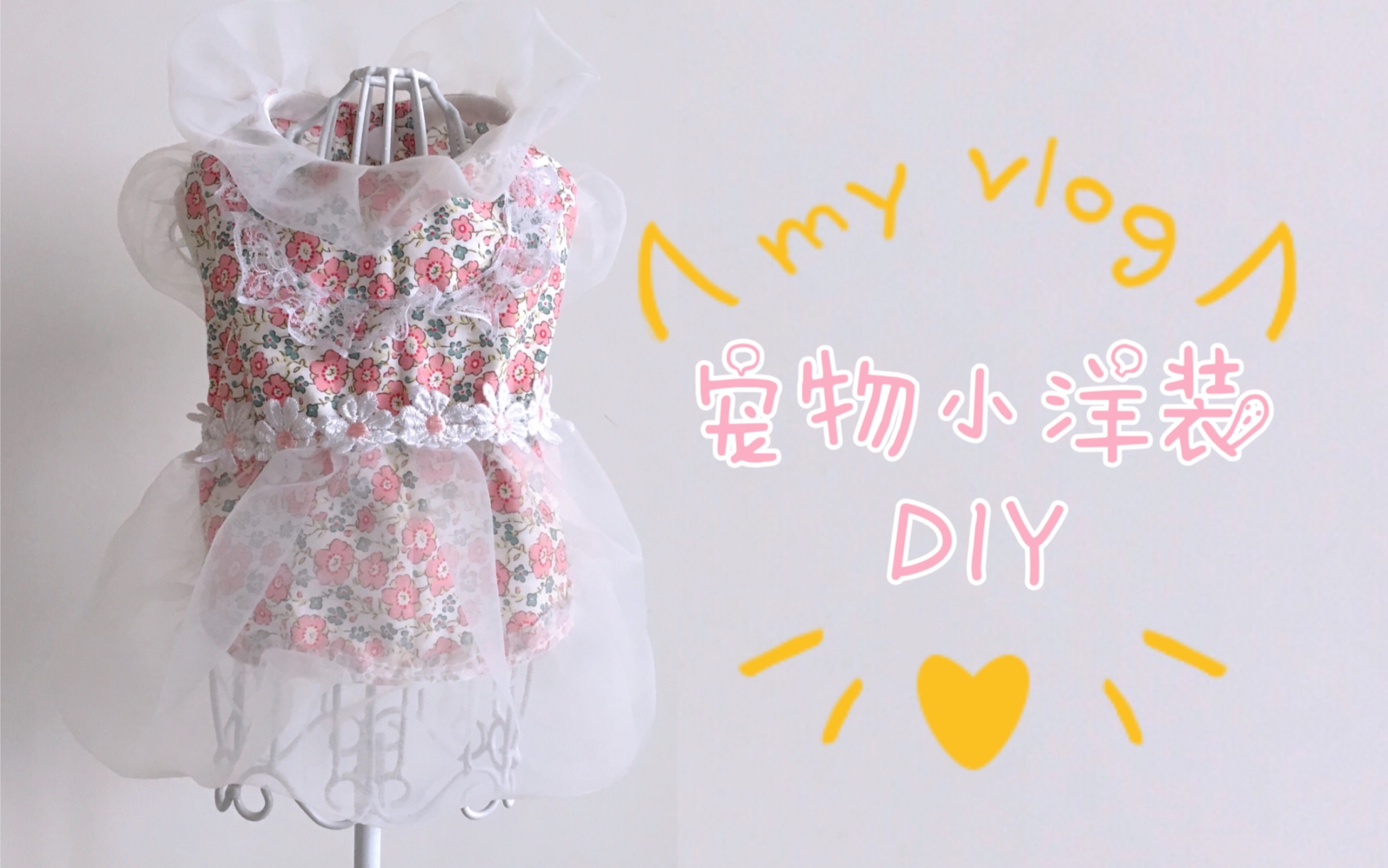 【宠物衣服diy】宠物春日小洋装diy教程,蓬蓬裙摆+泡泡袖+复古蕾丝衣领,小可爱踏春必备~哔哩哔哩bilibili