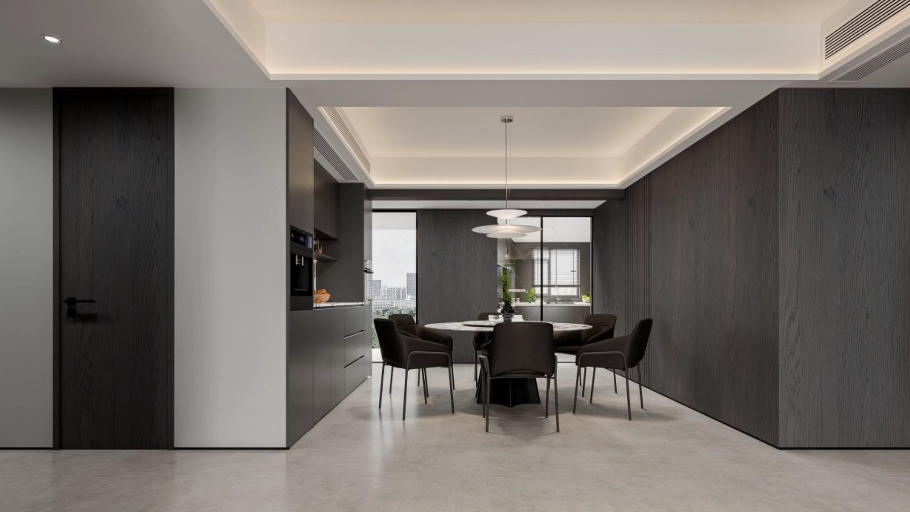 意式极简客餐厅效果表现