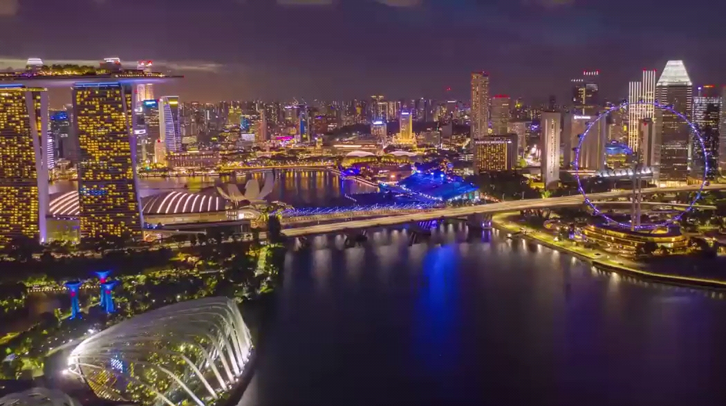 6航拍新加坡城市夜景