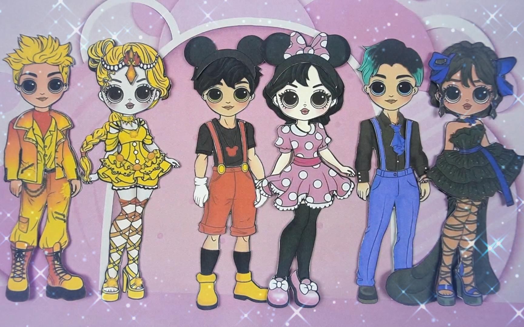 迪士尼公主和王子纸娃娃情侣装