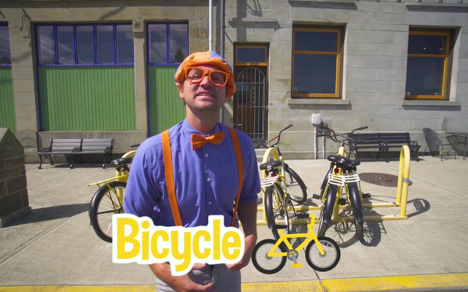 [图]Blippi Learns Explores The Town on a Bicycle Educational Videos For Kids