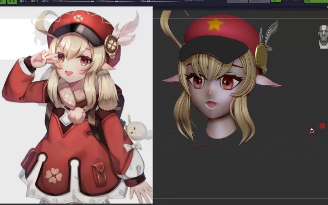 建模大佬教你用zbrush雕刻人体结构原神可莉细节