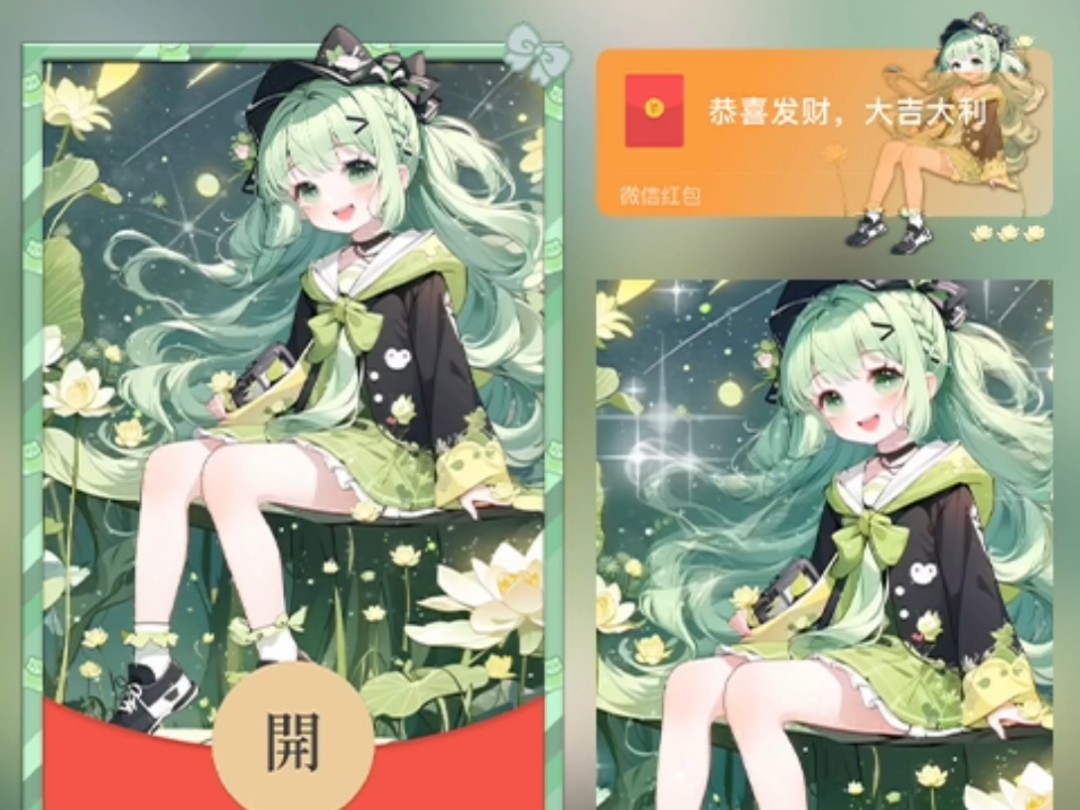 二次元微信红包封面邮票可爱系列