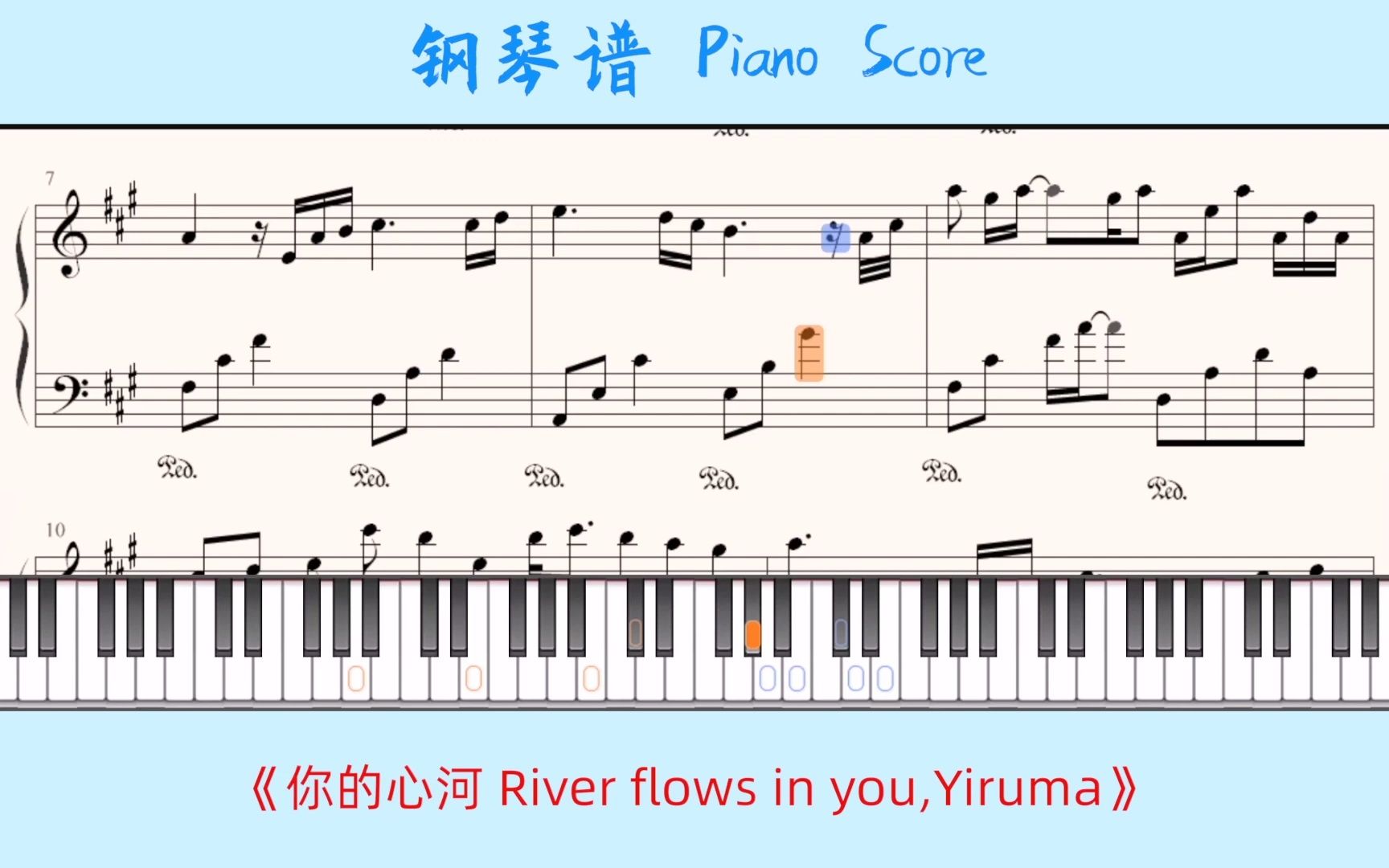 你的心河River flows in you,Yiruma𐟎𙐩ano Score钢琴谱 指法哔哩哔哩bilibili