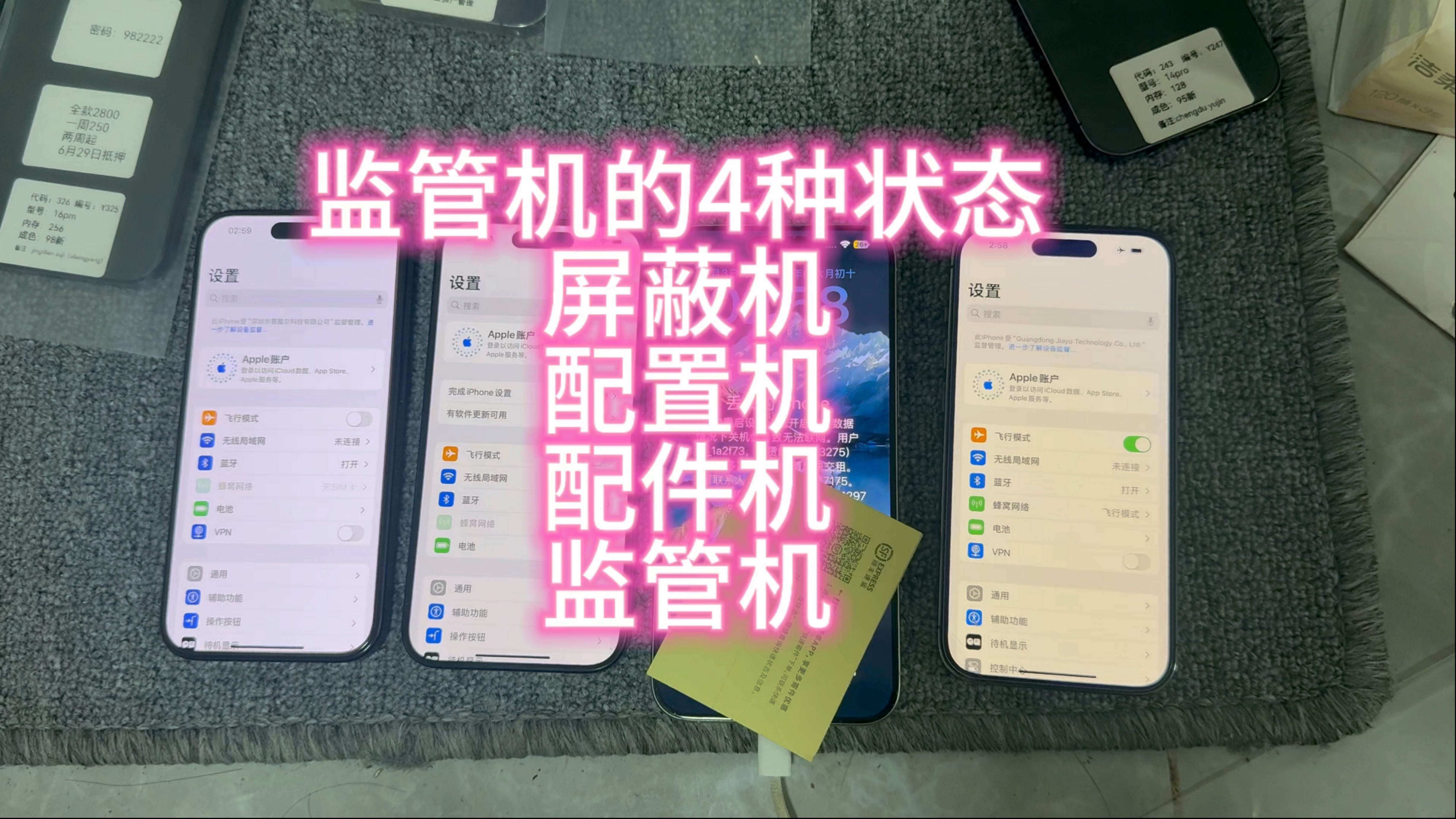 监管机的4种状态 :屏蔽机、配置机、配件机、监管机