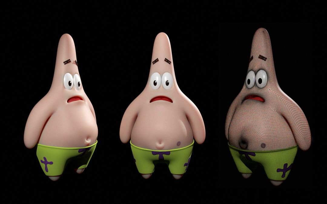 【maya建模】派大星"卡通模型建模渲染全流程讲解,3d人物建模简单入门